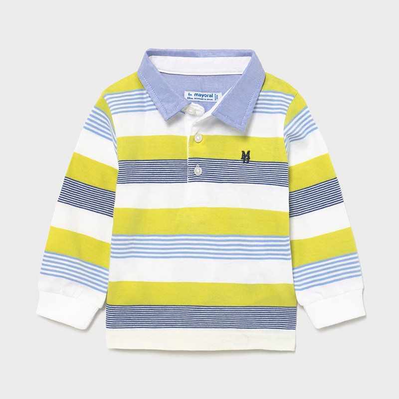 Mayoral Polo w paski z długim rękawem dla chłopca 1112 col.30 Limonka