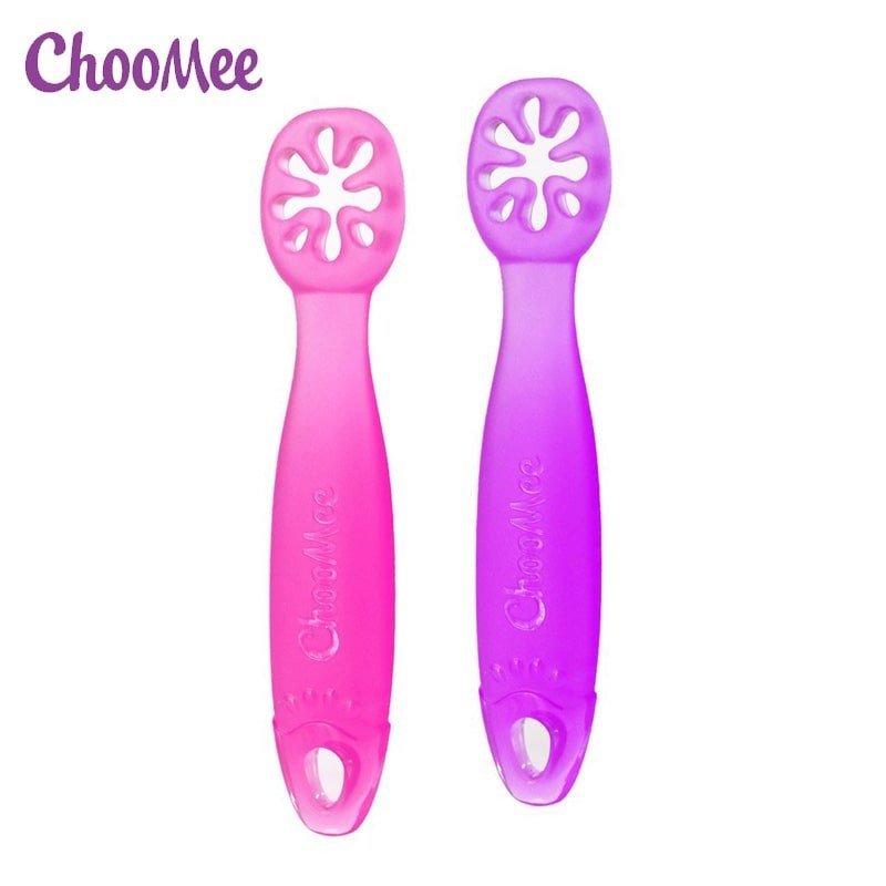 ChooMee Flexi Dip Pink & Purple 2 PACK Intuicyjna łyżeczka silikonowa niekapek do nauki jedzenia ChooMee - 1