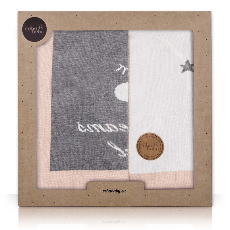 Ceba baby kocyk dziany 90x90 gwiazdy brzoskwiniowy Ceba baby - 1