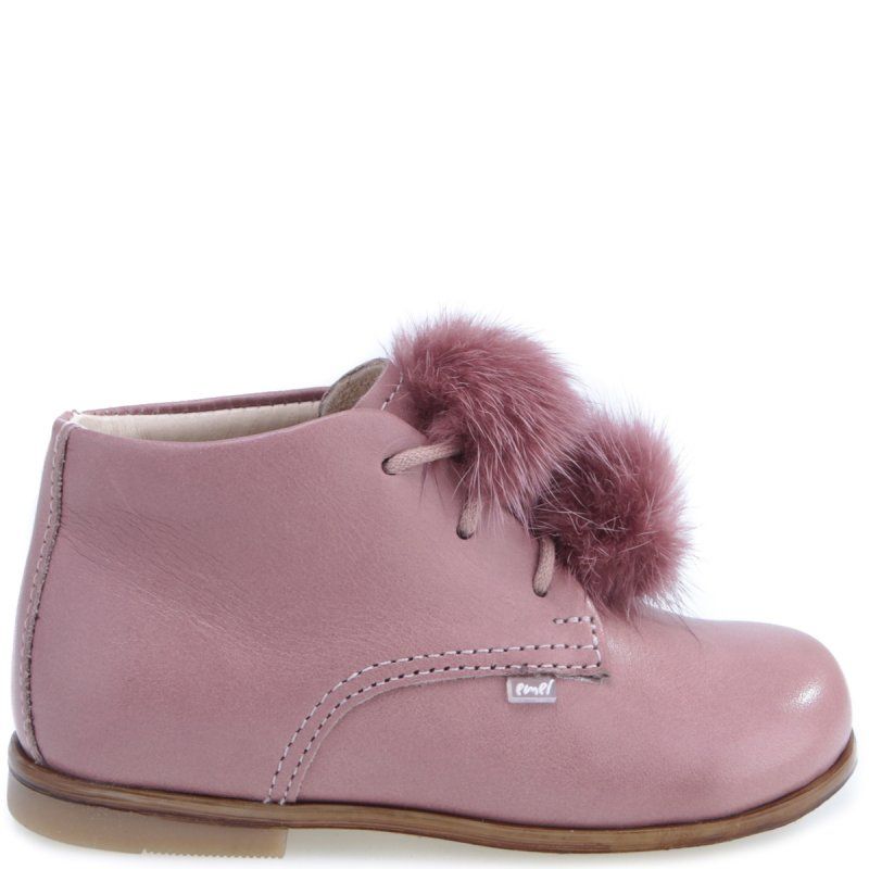 Emel buty trzewiki z pomponem brudny róż ES1426E-3 Emel - 1