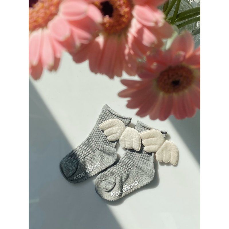 Podkolanówki ze skrzydełkami szare  - 1