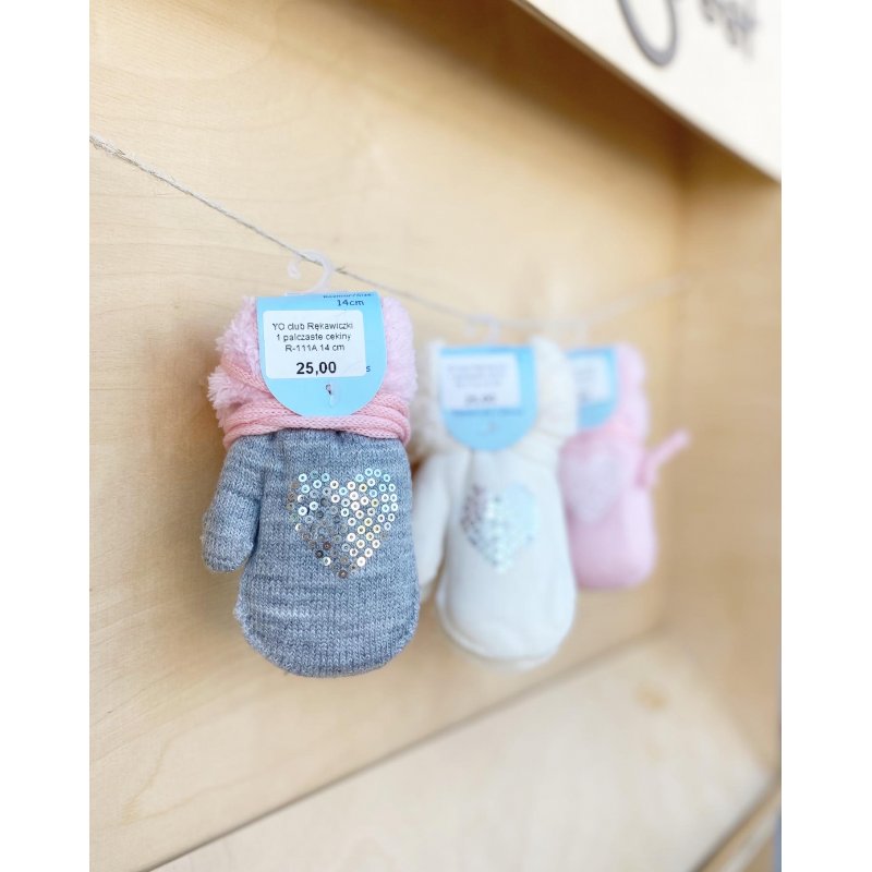 YOCLUB Jednopalczaste rękawiczki cekinowe serce YO CLUB - 1