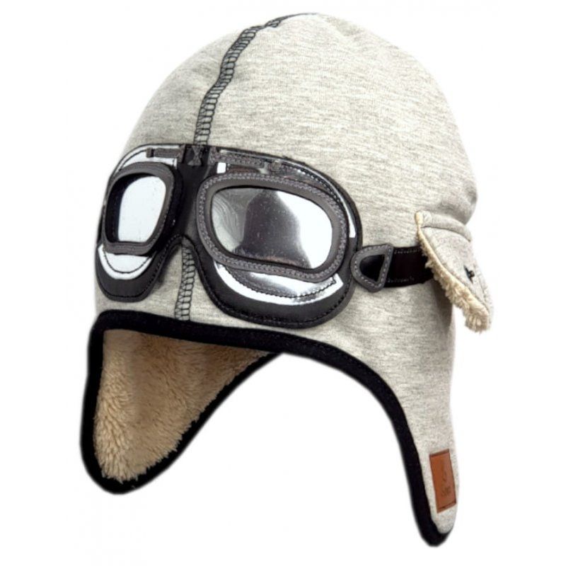 BEXA Czapka dla chłopca Pilotka DEKSTER szara na futerku Bexa - 1