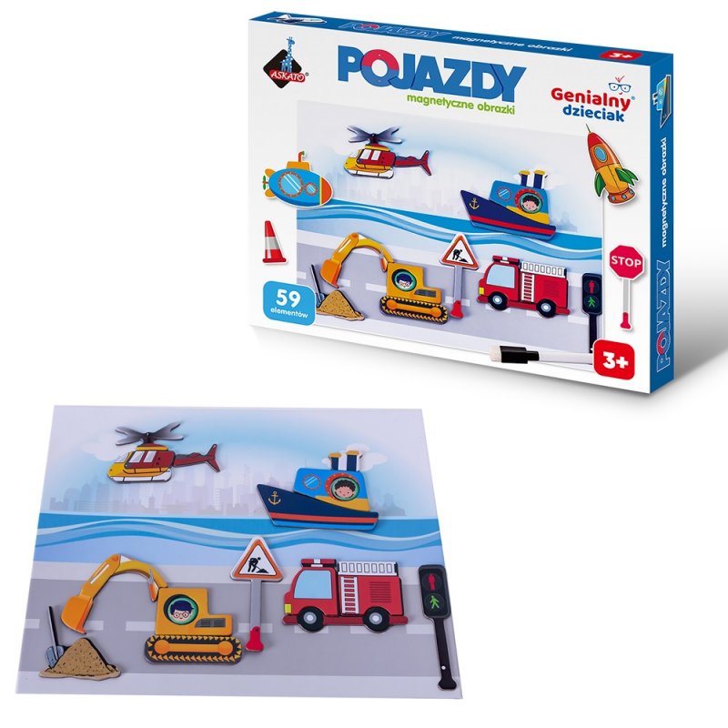 ASKATO Genialny Dzieciak Układanka Magnetyczne - POJAZDY /24 Askato - 1