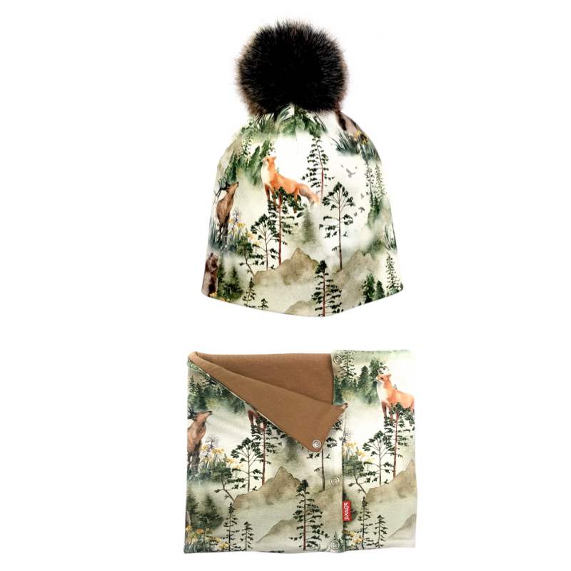 BEXA Komplet czapka komin FOREST WINTER z pomponem Bexa - 1