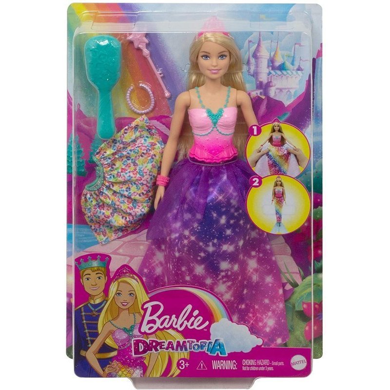 BARBIE Dreamtopia 2w1 Księżniczka Syrena GTF92 BARBIE - 1