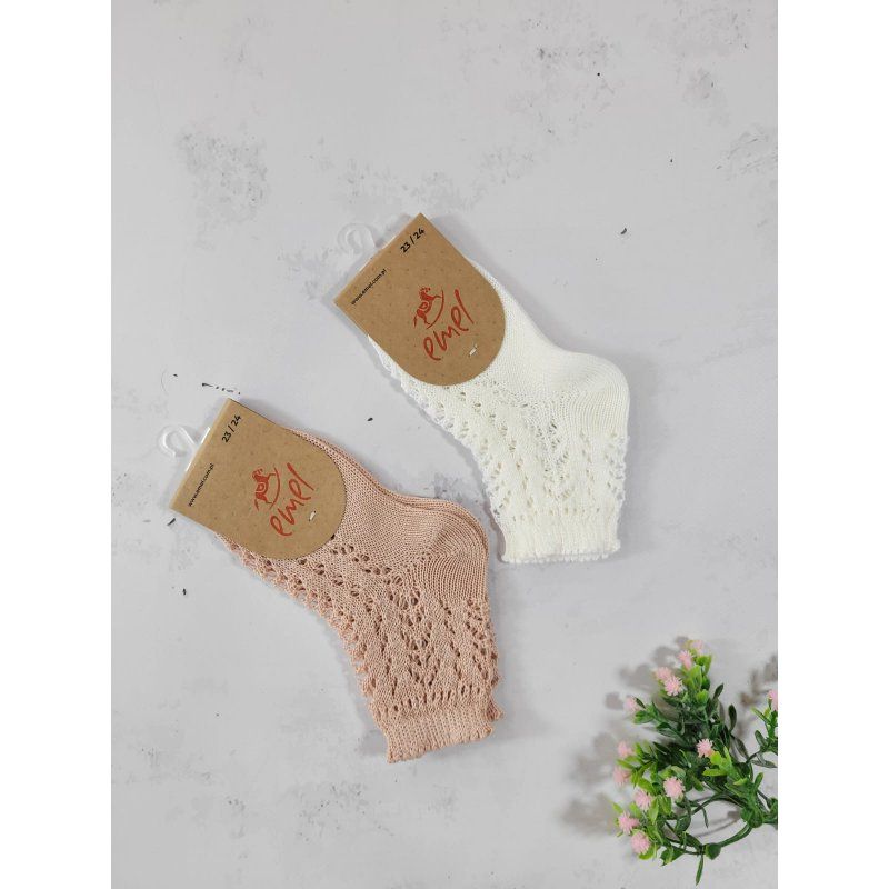 Emel Skarpetki niskie ażur kremowe 201-2 Emel - 1