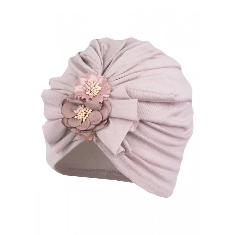 Jamiks BIANCA bambus turban brudny róż z kwiatami Jamiks - 1