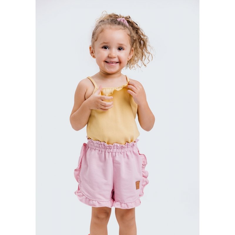 Nitki Spodenki krótkie z falbankami róż Nitki Kid's Fashion - 1