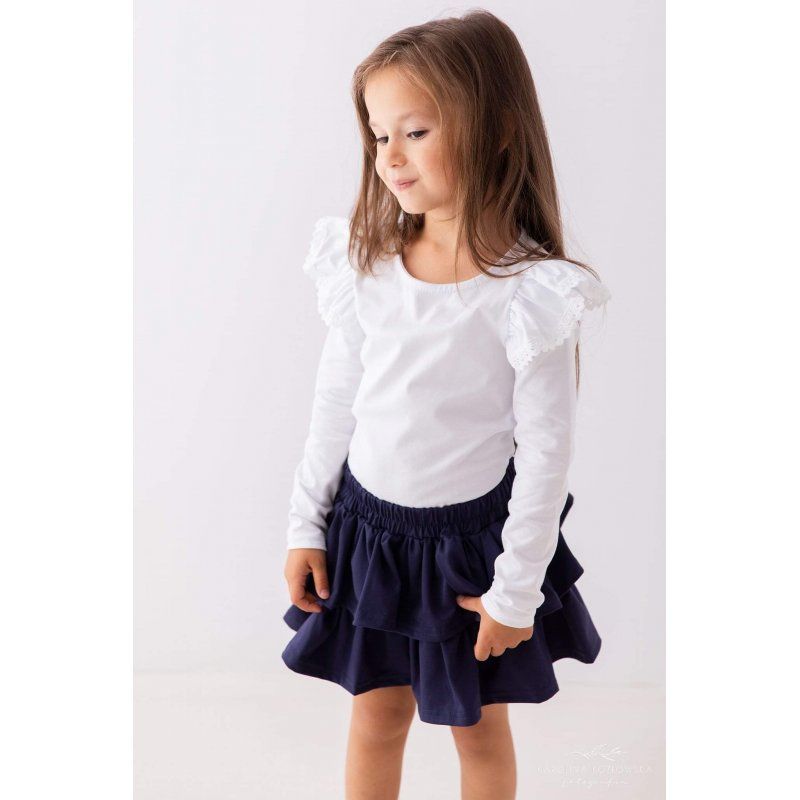 Lily Grey Bluzka biała z koronkową falbanką długi rękaw Lily Grey - 1