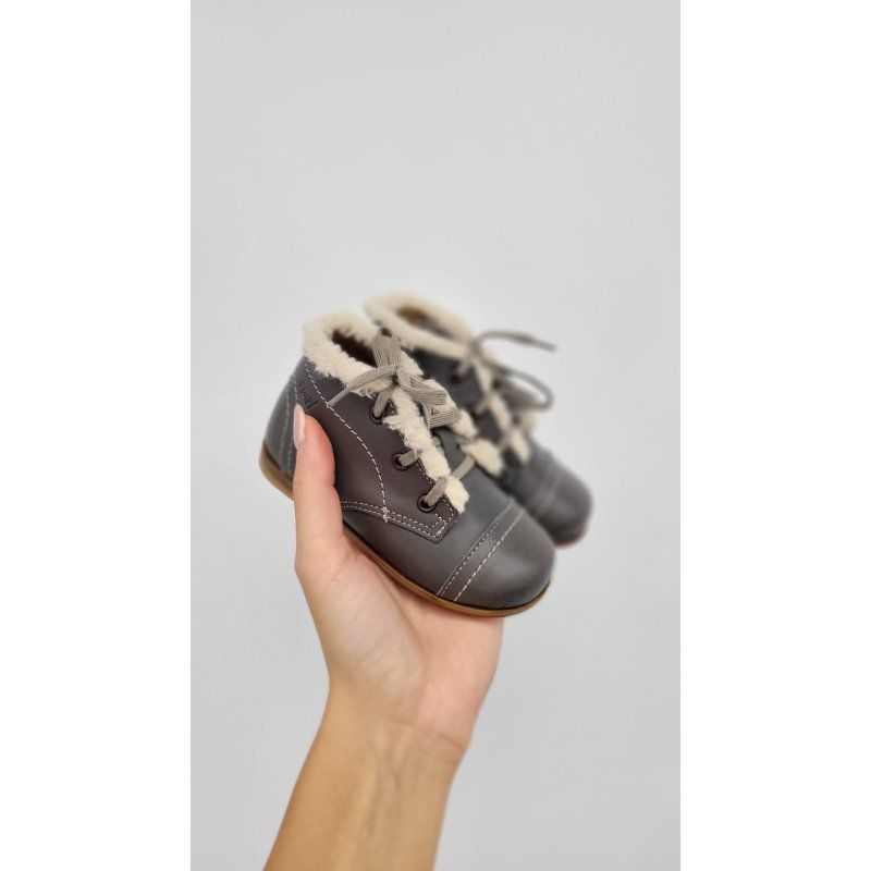 Emel buty trzewiki z futerkiem ocieplane szare EY 2438A-4 WATERPROOF Emel - 1