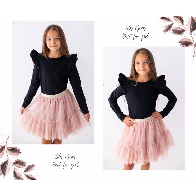 Lily Grey Bluzka czarna z falbanką długi rękaw Lily Grey - 1