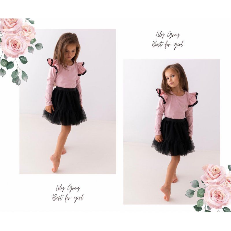 Lily Grey Bluzka różowa z falbanką długi rękaw Lily Grey - 1