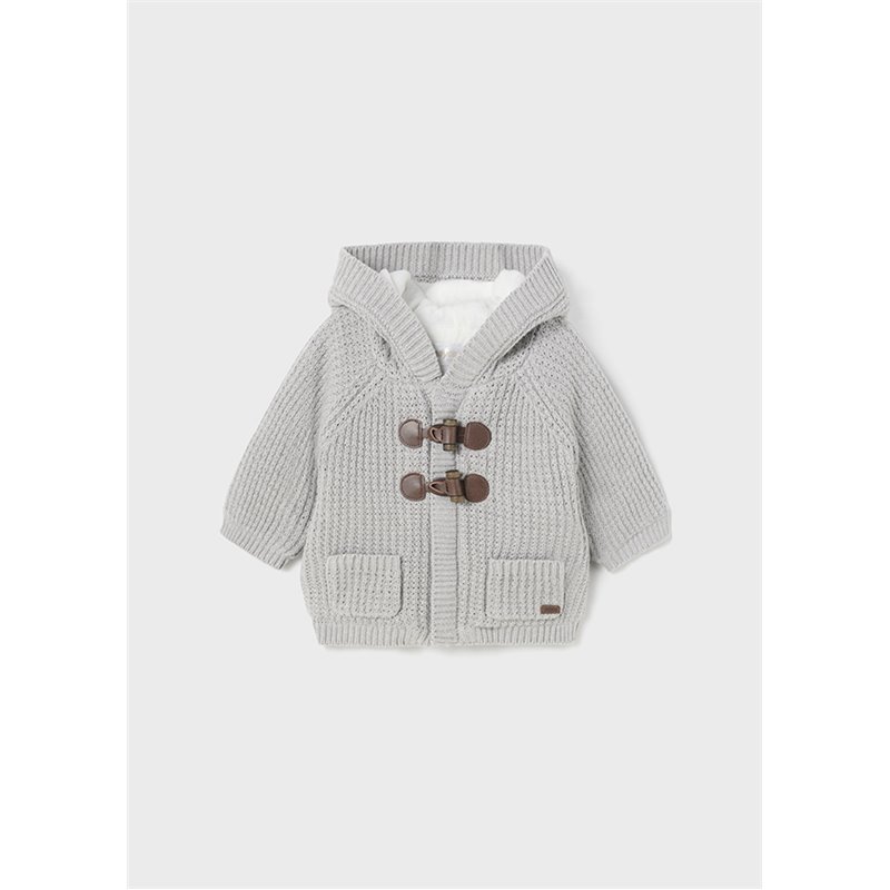 Mayoral Bluza szara trykotowa z kapturem dla noworodka 2392 col. 45