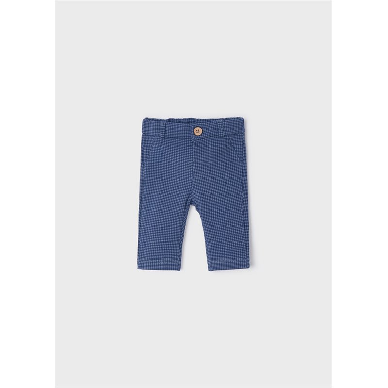 Mayoral Długie niebieskie w kratę spodnie wizytowe dla noworodka