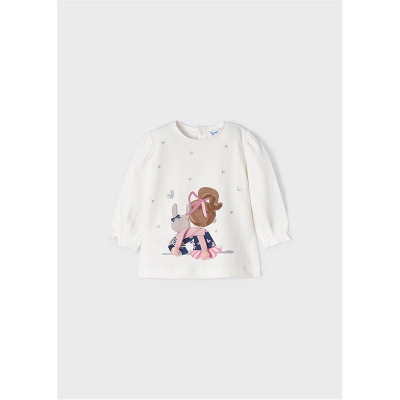 Mayoral Koszulka beżowa z długim rękawem z aplikacją dla niemowlęcia ECOFRIENDS 2095 col. 49