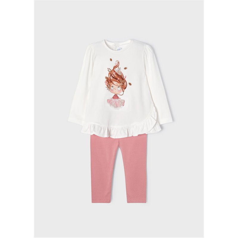 Mayoral Komplet różowy z leginsami z falbanką dla niemowlęcia ECOFRIENDS