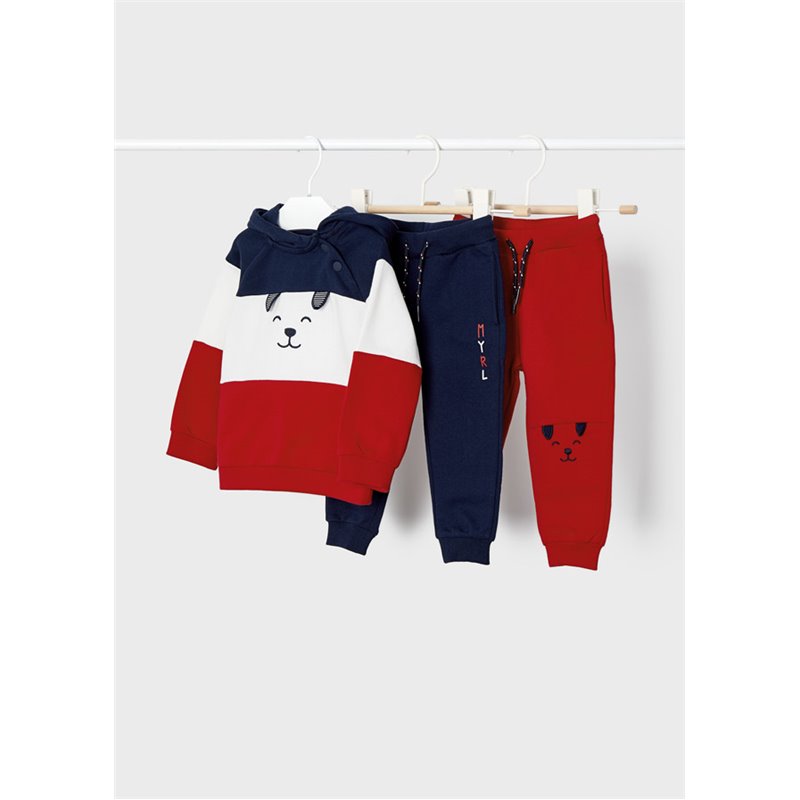 Mayoral Dres czerwono-granatowy z 2 parami spodni dla niemowlęcia 2830 col.50