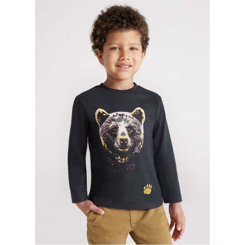 Mayoral Koszulka ciemnoszara z długim rękawem z grafiką dla chłopca ECOFRIENDS 4006 col. 24