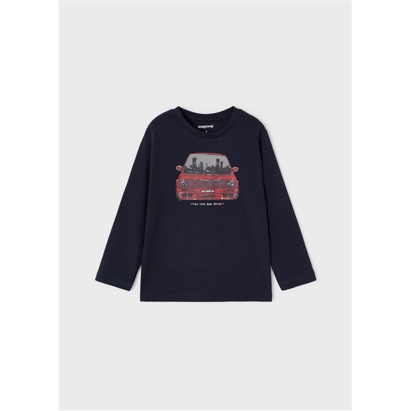 Mayoral Koszulka granatowa z motywem interaktywnym dla chłopca ECOFRIENDS 4009 col. 44