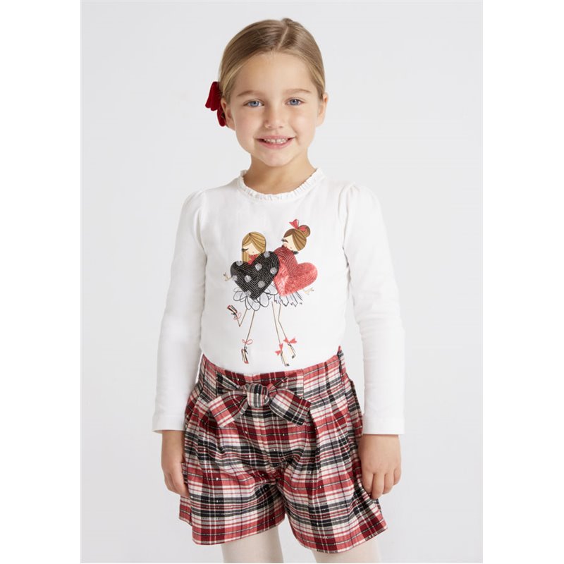 Mayoral Koszulka kremowa z długim rękawem z grafiką dla dziewczynki ECOFRIENDS 4025 col. 51