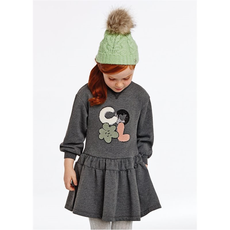 Mayoral Sukienka szara z falbanką dla dziewczynki ECOFRIENDS 4973 col. 22