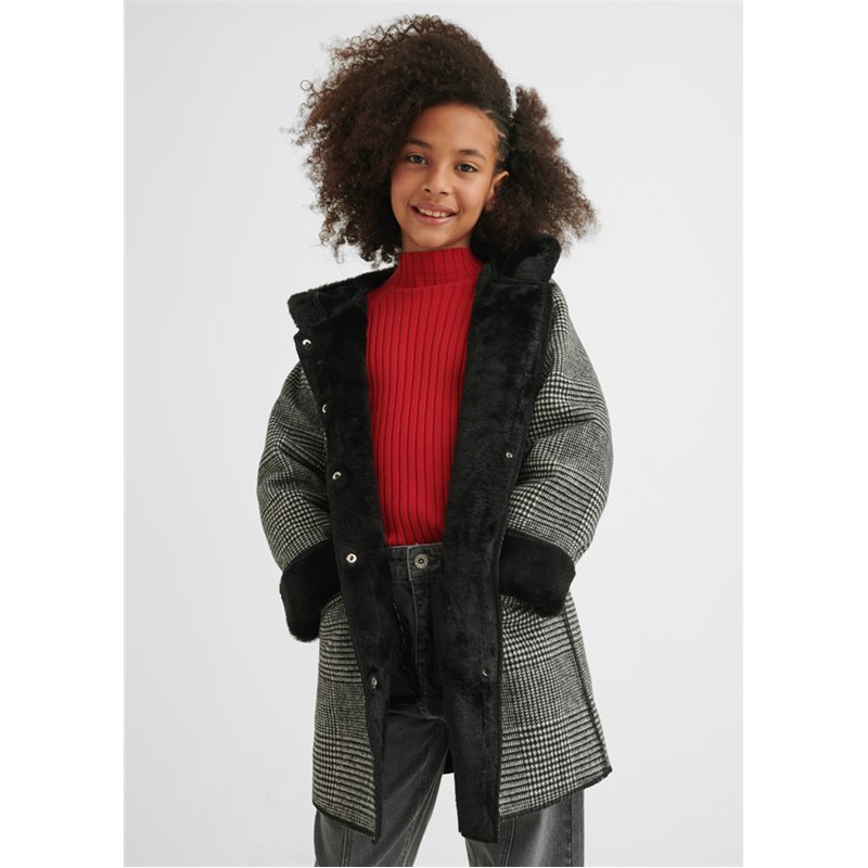 Mayoral Płaszcz biało-czarny w kratę dla dziewczynki 7477 col. 56 Mayoral - 1