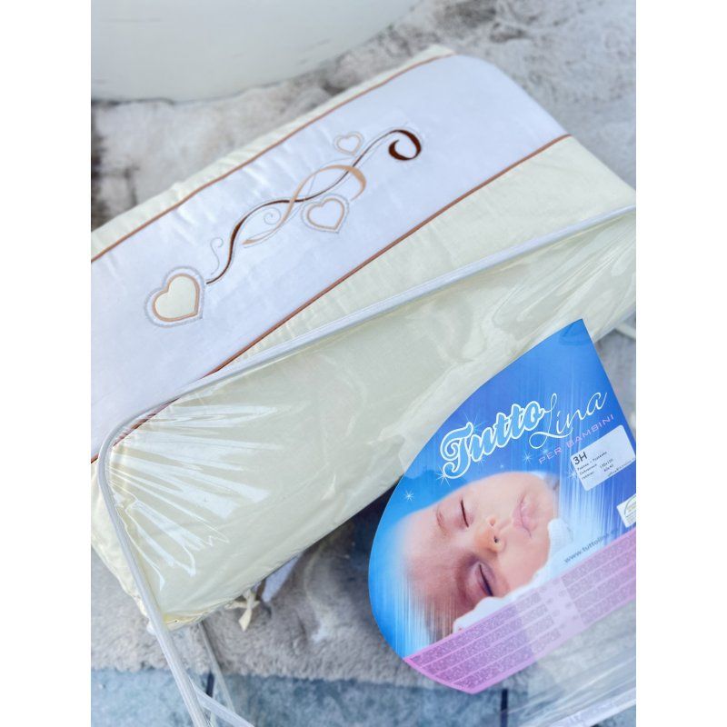 TUTTOLINA Komplet pościeli 2-częściowy żółto-biały z serduszkiem Babymatex - 1