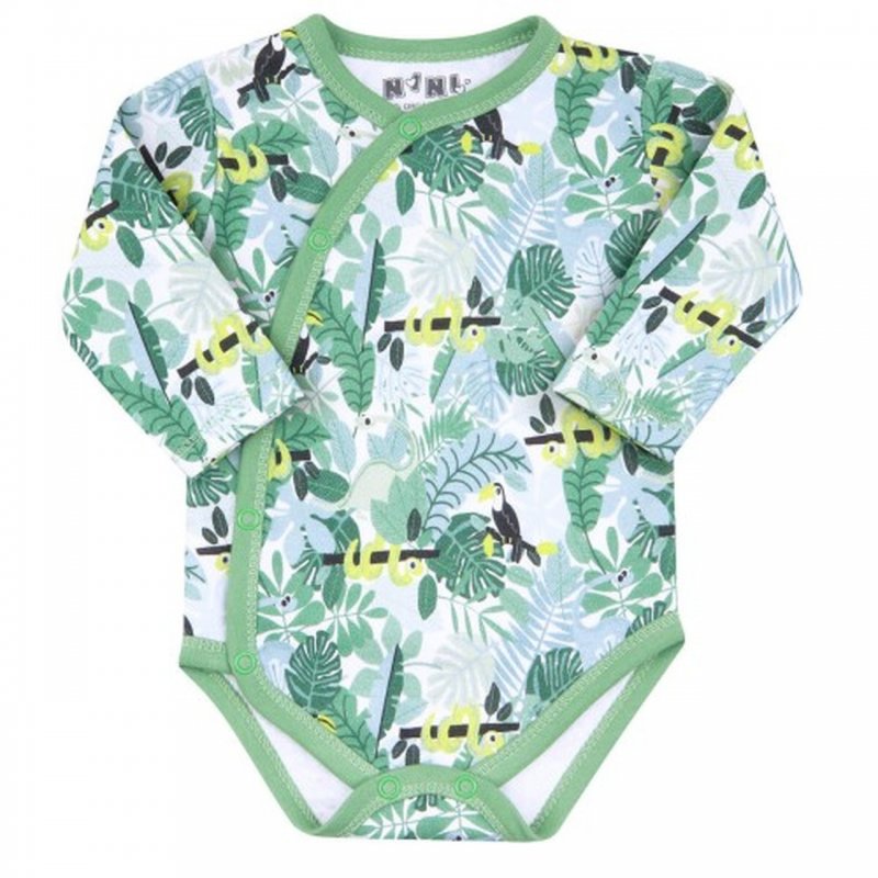 NINI Body kopertowe z długim rękawem dla chłopca z bawełny organicznej DŻUNGLA NINI - 1