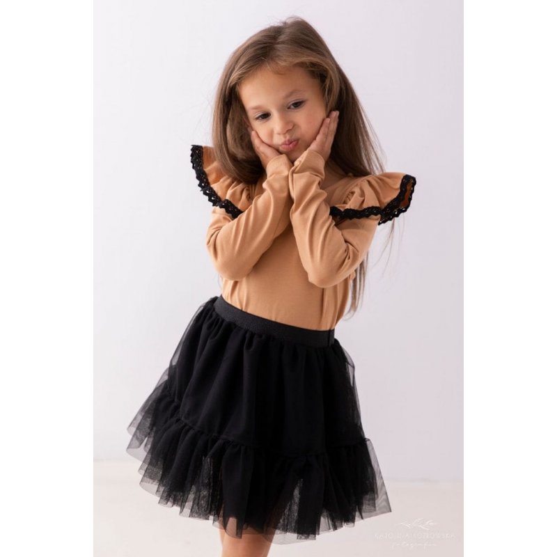 Lily Grey Bluzka karmelowa z falbanką długi rękaw Lily Grey - 1