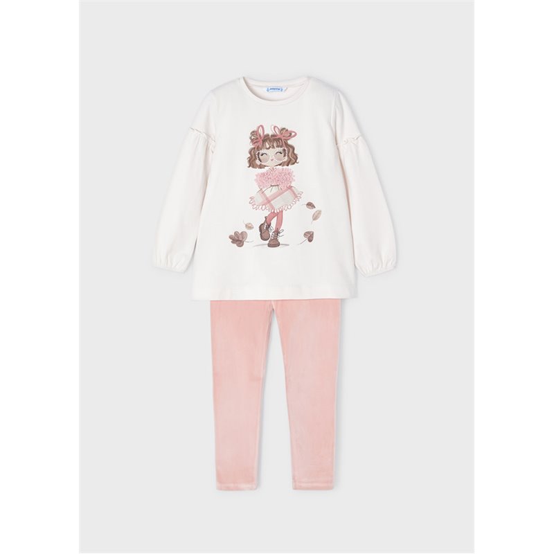 Mayoral Komplet różowy z aksamitnymi leginsami dla dziewczynki 4765 col. 72