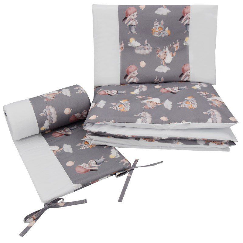 EKO Pościel bawełniana drukowana - 3-elementowa szara drukowana Eko kids - 1