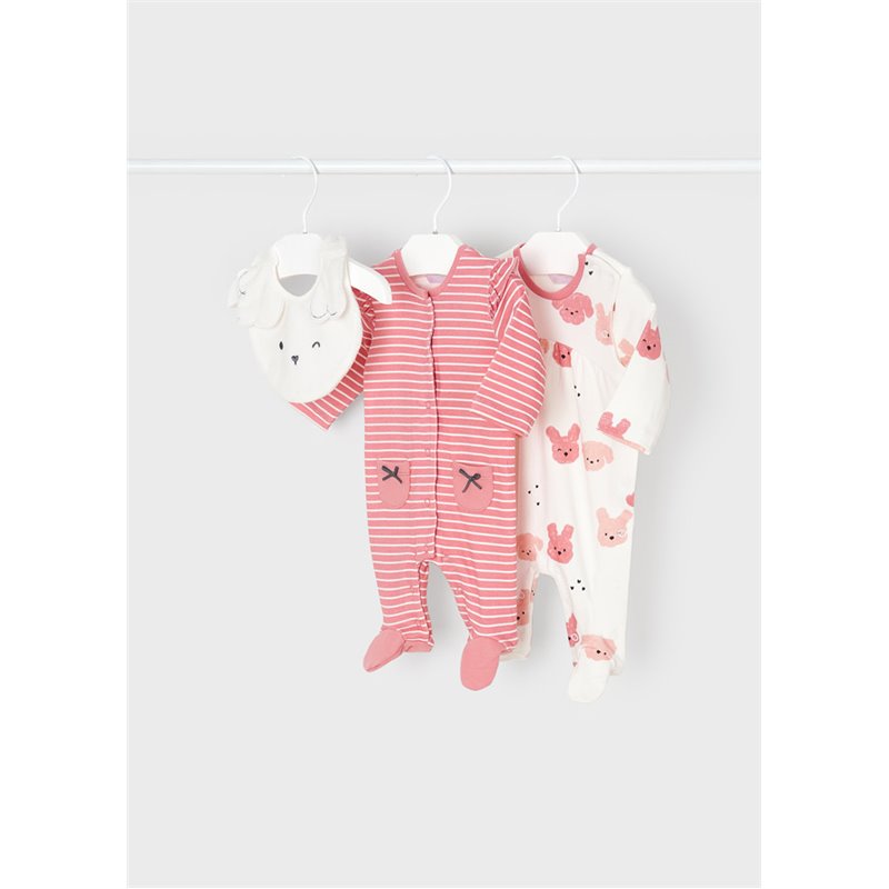 Mayoral Zestaw 2 pajacyków ze śliniaczkiem dla noworodka ECOFRIENDS 2609 col. 56 Mayoral - 1