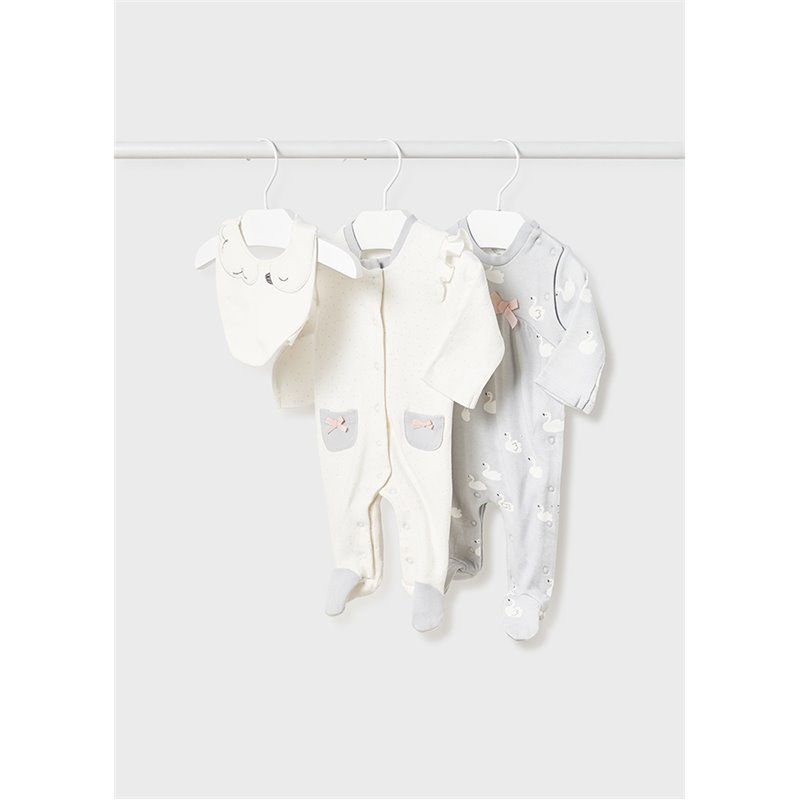 Mayoral Zestaw 2 pajacyków ze śliniaczkiem dla noworodka ECOFRIENDS 2609 col. 57 Mayoral - 1