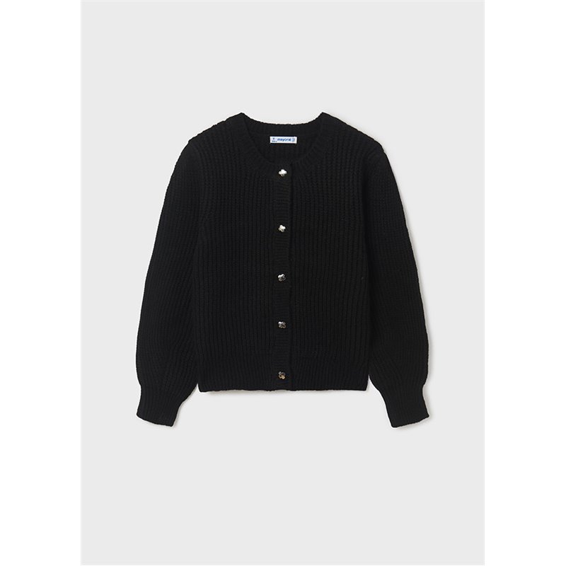 Mayoral Sweterek czarny trykotowy dla dziewczynki ECOFRIENDS 7376 col. 65