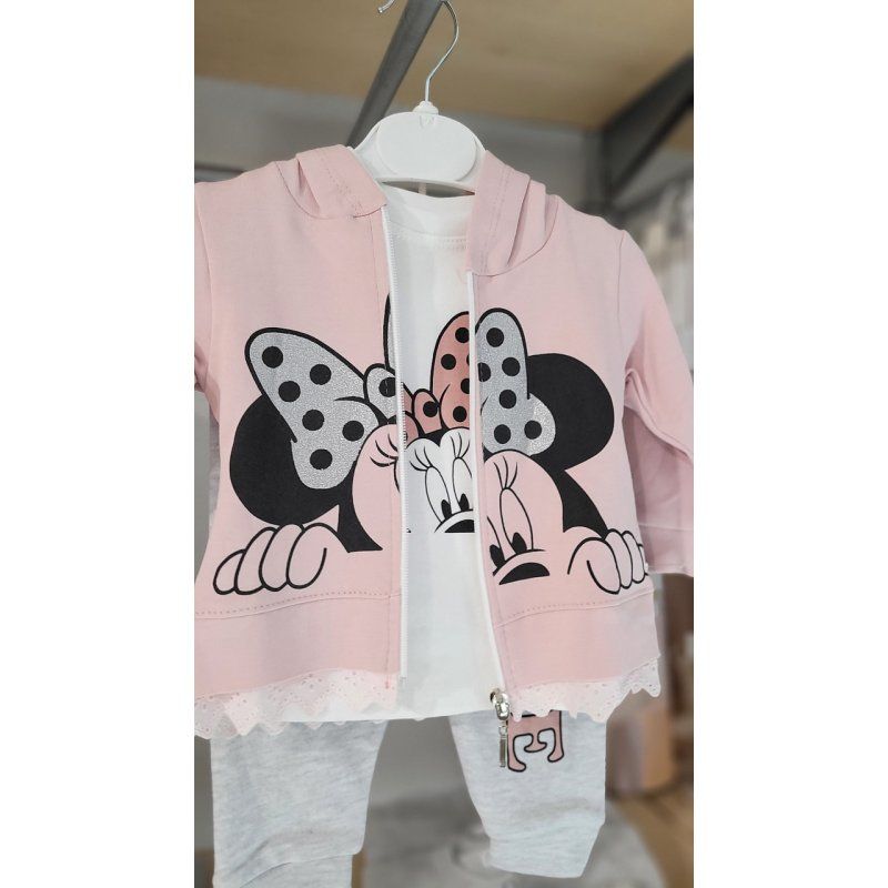 Dres pudrowy róż 3 częściowy Myszka Minnie  - 1