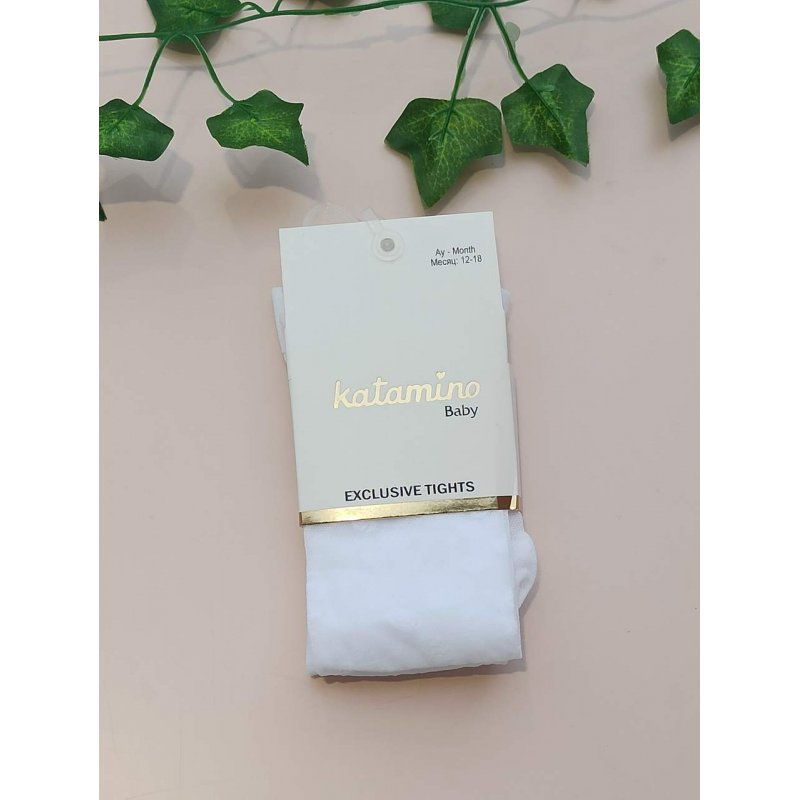 Katamino Baby Rajstopy białe wytłaczane w różyczki Katamino baby - 1