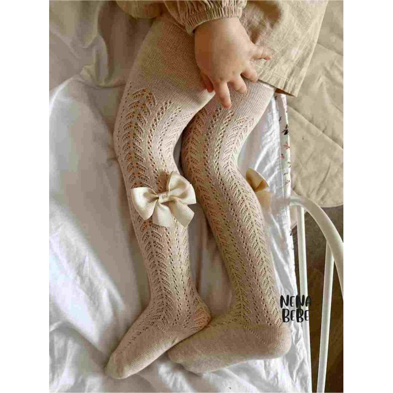 NENA BEBE Rajstopy ażur beż kokardka NENA BEBE - 2