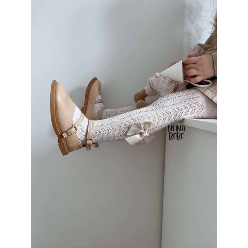 NENA BEBE Rajstopy ażur białe kokardka NENA BEBE - 3