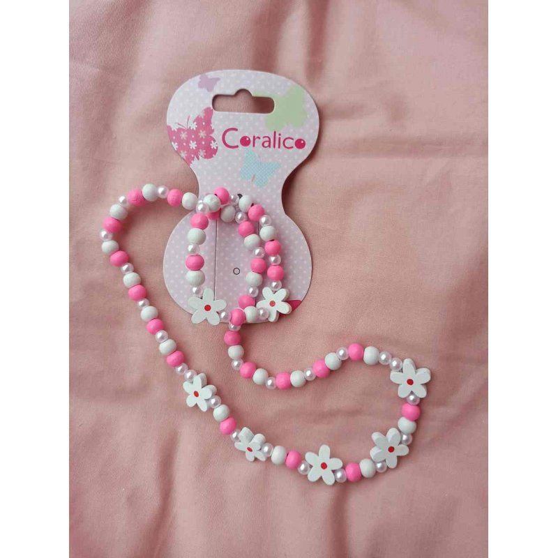 Coralico naszyjniki biało-różowe z kwiatkami  - 1