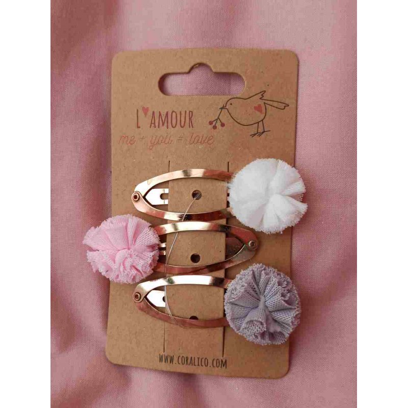 Coralico spinki 3szt. kolor.pompony  - 1