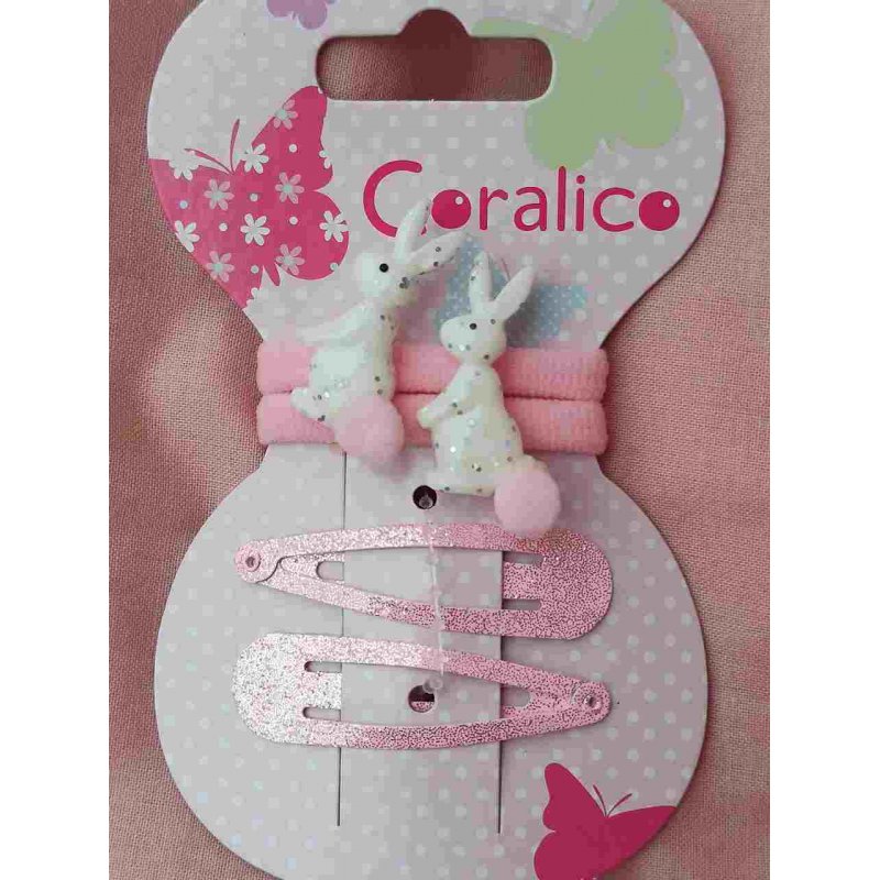 Coralico gumki króliczki/ spinki różowe  - 1