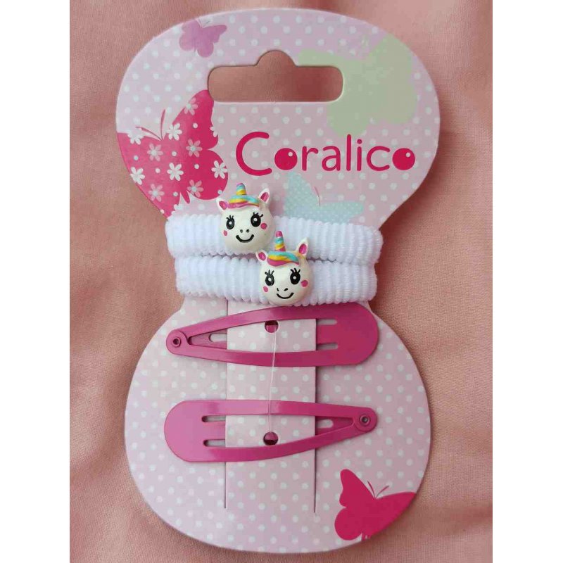 Coralico gumki jednorożec/spinki róż  - 2
