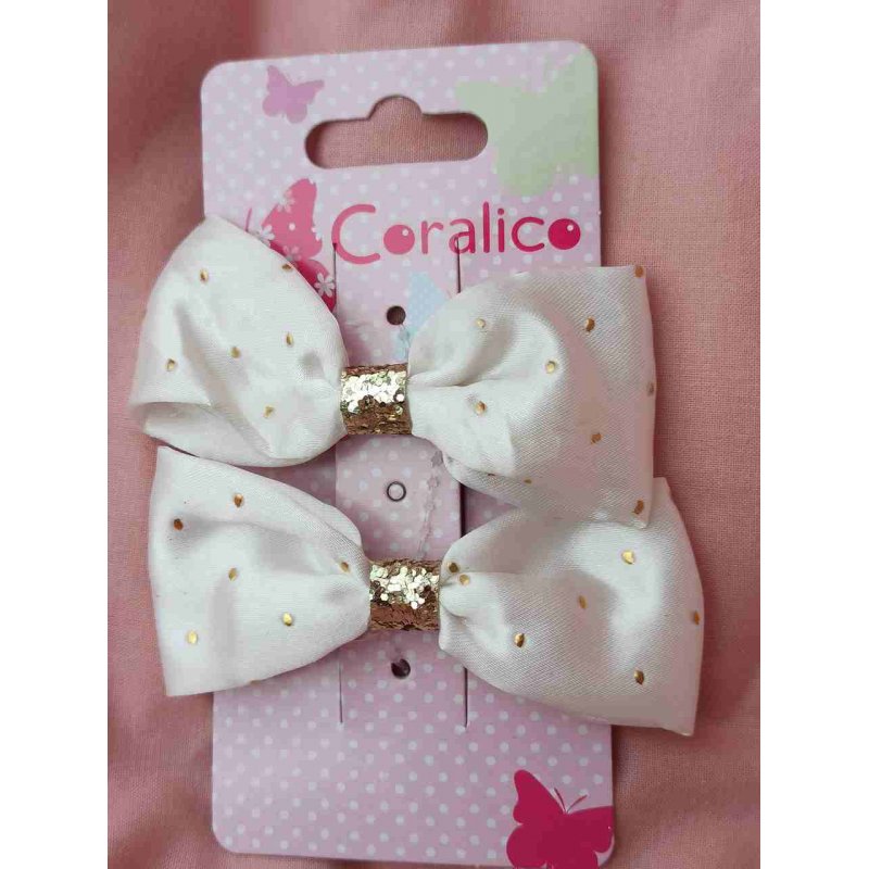 Coralico spinki kokardy białe 2szt.  - 1