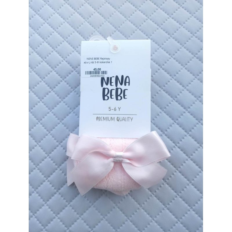 NENA BEBE Rajstopy ażur j.róż  kokardka poj. NENA BEBE - 2
