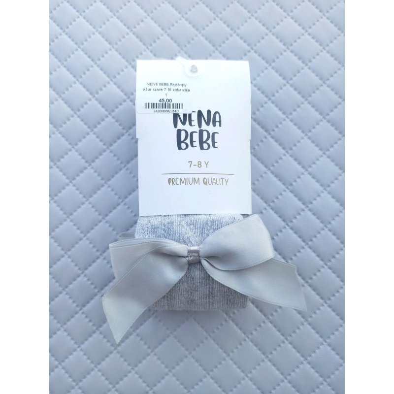 NENA BEBE Rajstopy ażur szare kokardka poj. NENA BEBE - 2