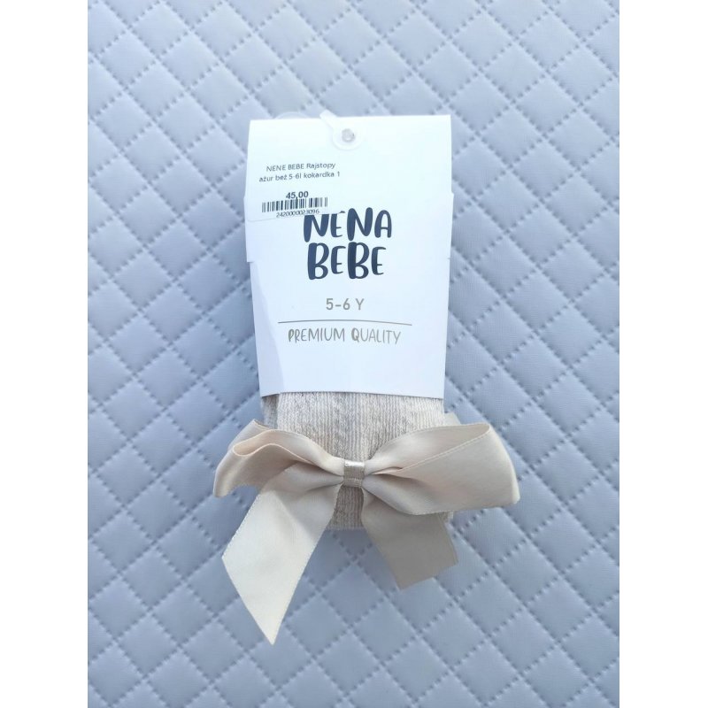 NENA BEBE Rajstopy ażur beż kokardka poj. NENA BEBE - 2