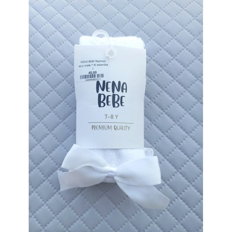 NENA BEBE Rajstopy ażur białe kokardka poj. NENA BEBE - 3