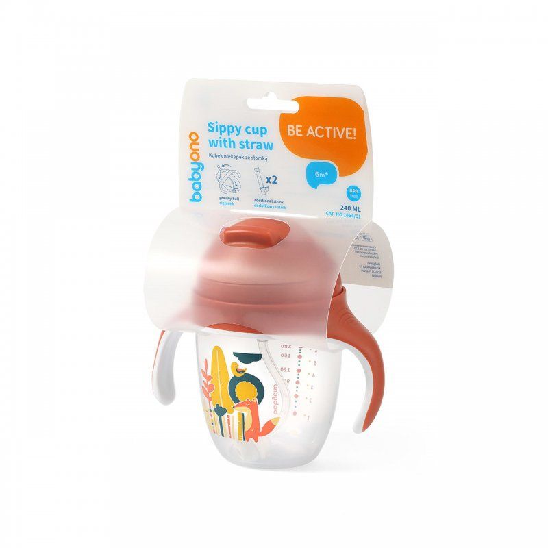 Babyono Kubek niekapek z słomką róż 1464/01 Babyono - 1