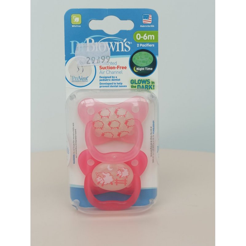 Dr. brown's smoczek prevent świecący w ciemności róż owce Dr.Brown's - 1